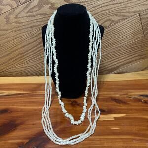 Vintage Necklaces Freshwater Rice Pearl Multi Strand Long Layered Lobster Clasp